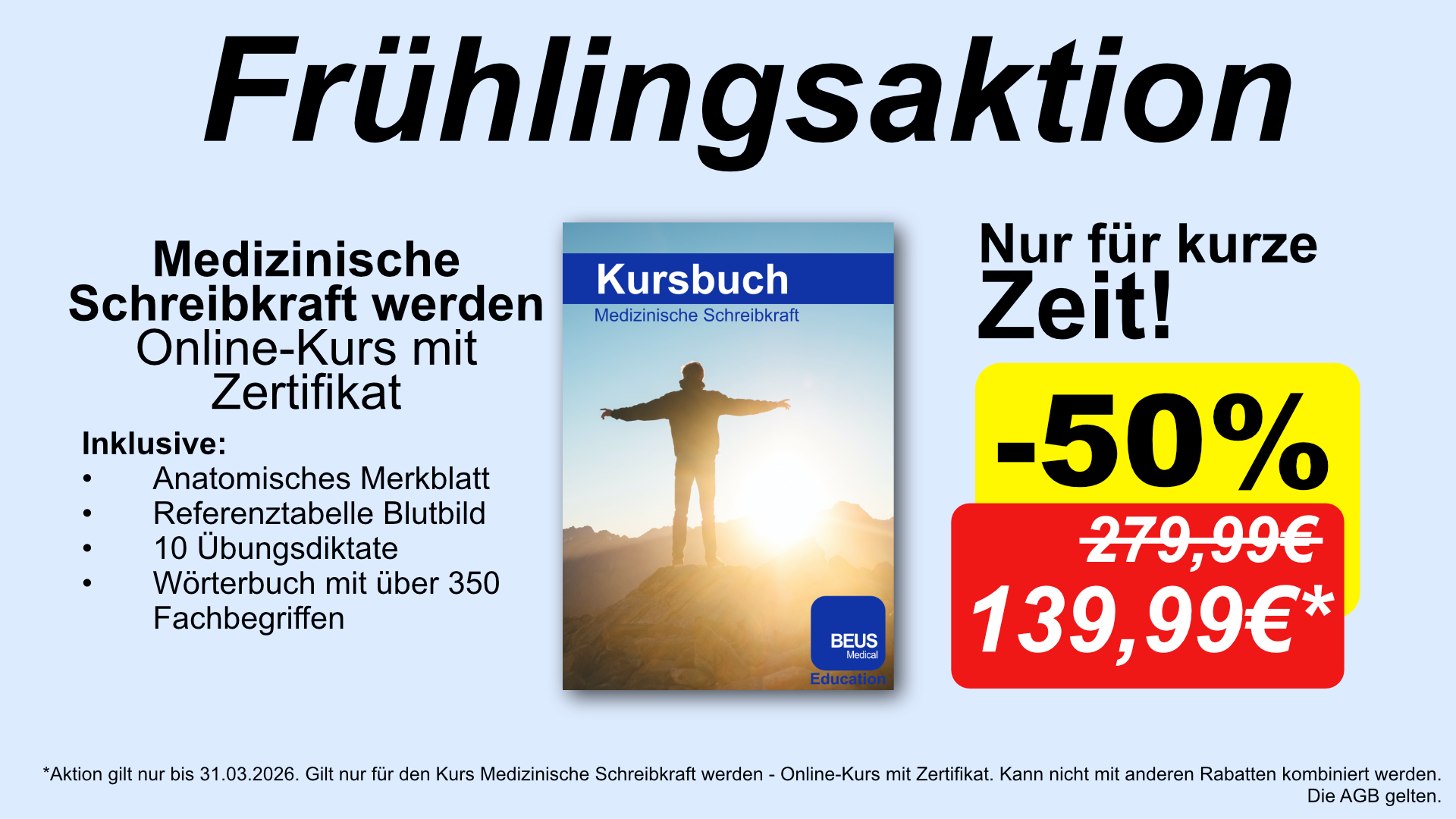 Ein Angebotsbild, dass man man beid en Kurs jetzt 50% sparen kann